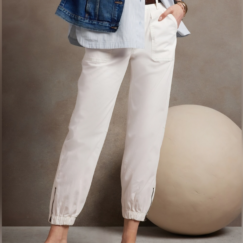 Banana Republic Cream Chino Jogger Pants with Zipper 16